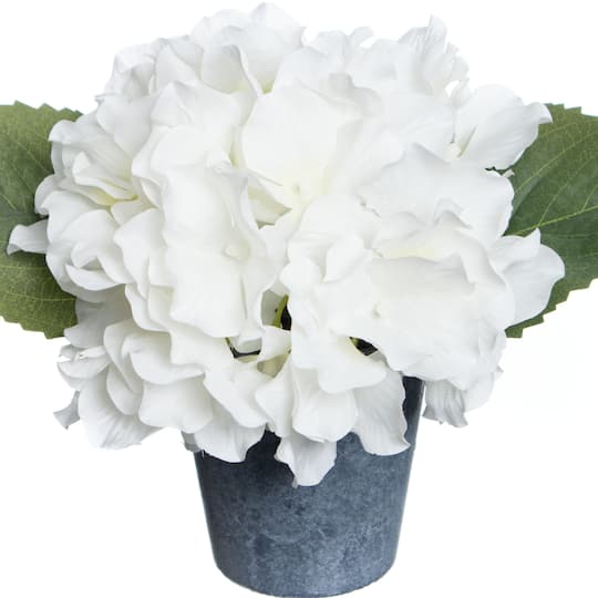 10" Premade White Hydrangea Potted Plant by Ashland®